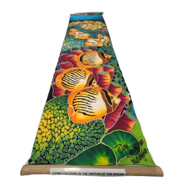 Original Batik Art Hand Painted Wall Hanging Art Décor  44" x 12" - Picture 2 of 8